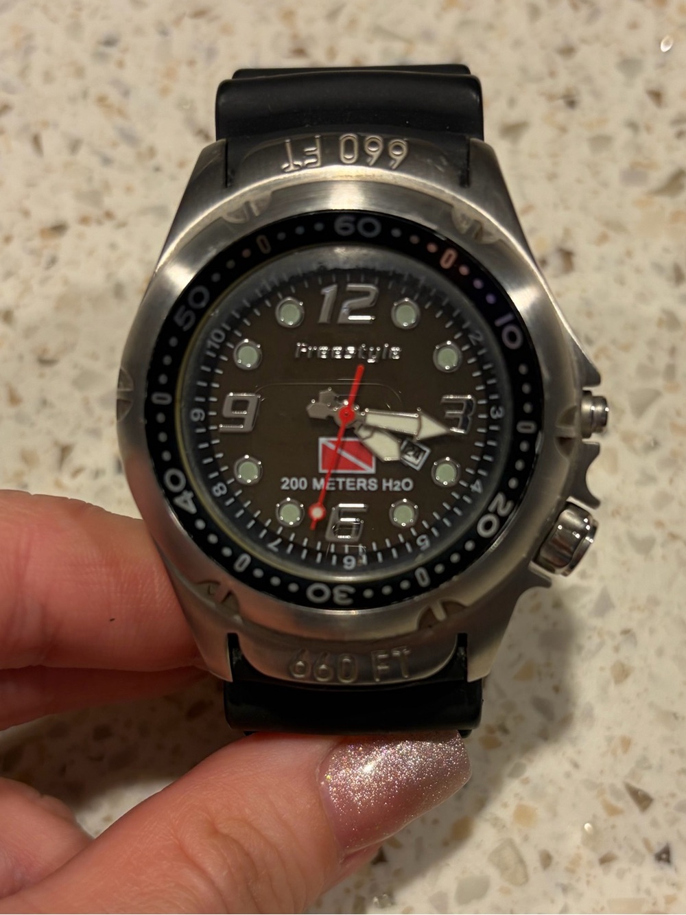 Freestyle Black and Silver Men's Dive Watch with Red Accent